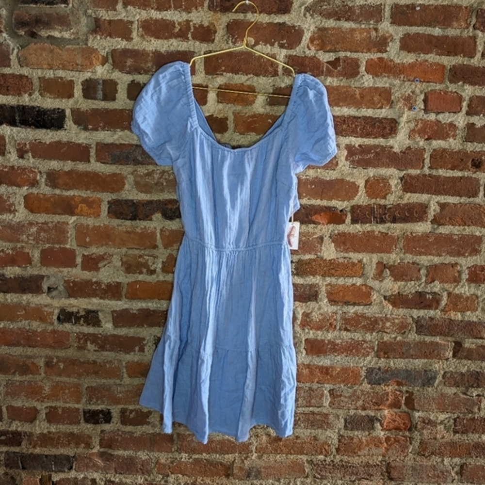 NWT Jessica Simpson Large Blue Off the‎ Shoulder Open Back Summer Dress